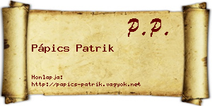 Pápics Patrik névjegykártya