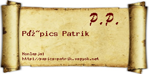 Pápics Patrik névjegykártya