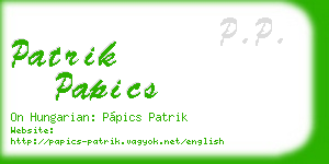 patrik papics business card